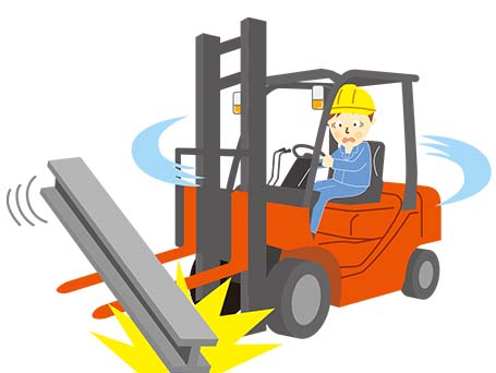 遠心力で荷物がズレそうなイラスト